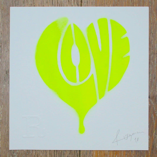 LOVE (Neon Yellow on White) - Print