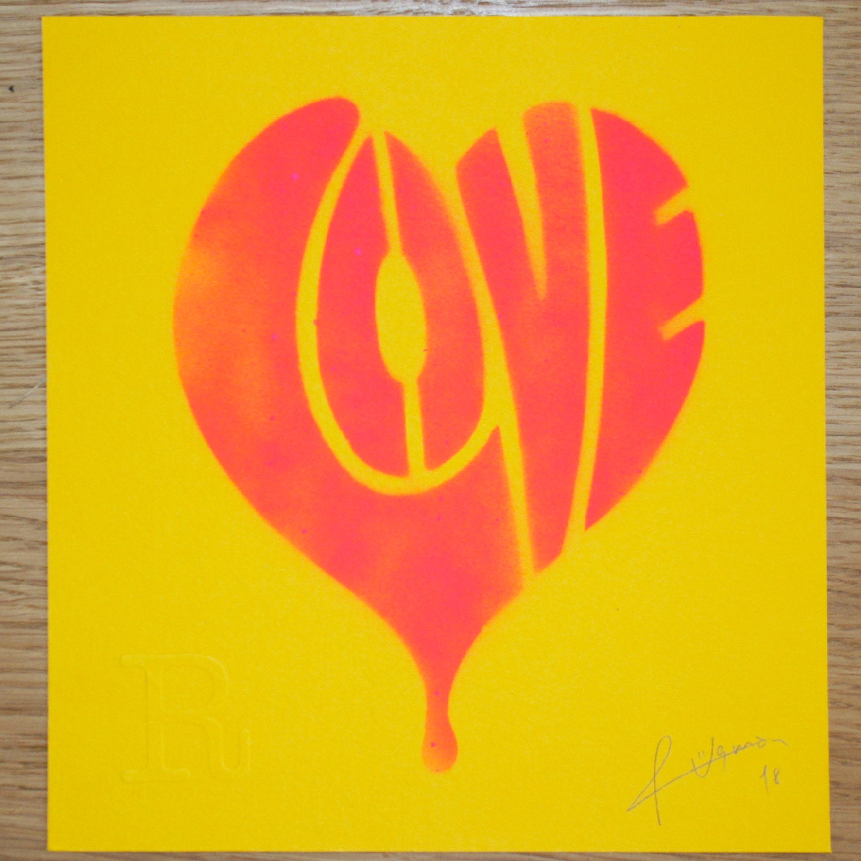 LOVE (Neon Pink on Yellow) - Print